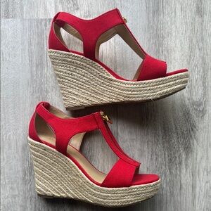 Michael Kors size 6 Red Espadrille Wedge Sandals New